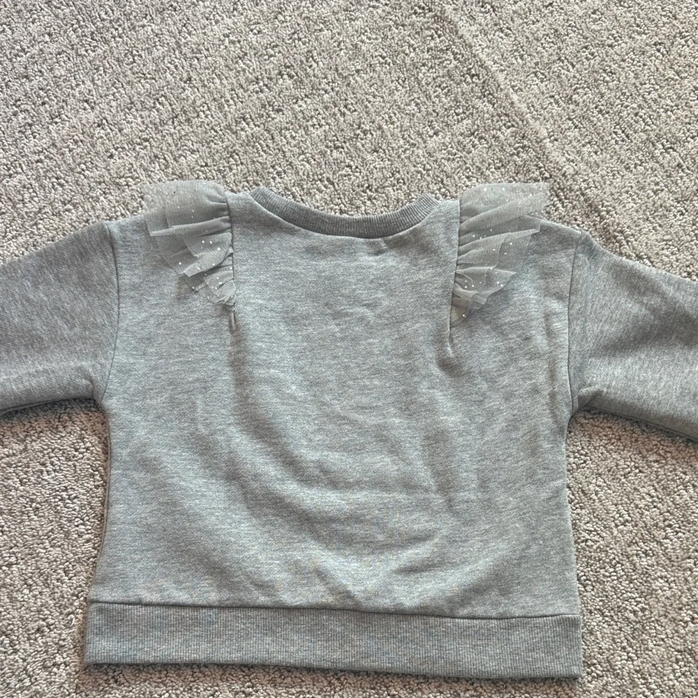 Carter's Ruffle Sweatshirt Grey Sparkle Size 2T Girls - Picture 7 of 9